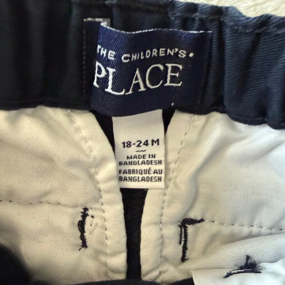 The Childrens Place Boys White Button Down Shirt Navy Pants Set 18 24 Months - Picture 6 of 7